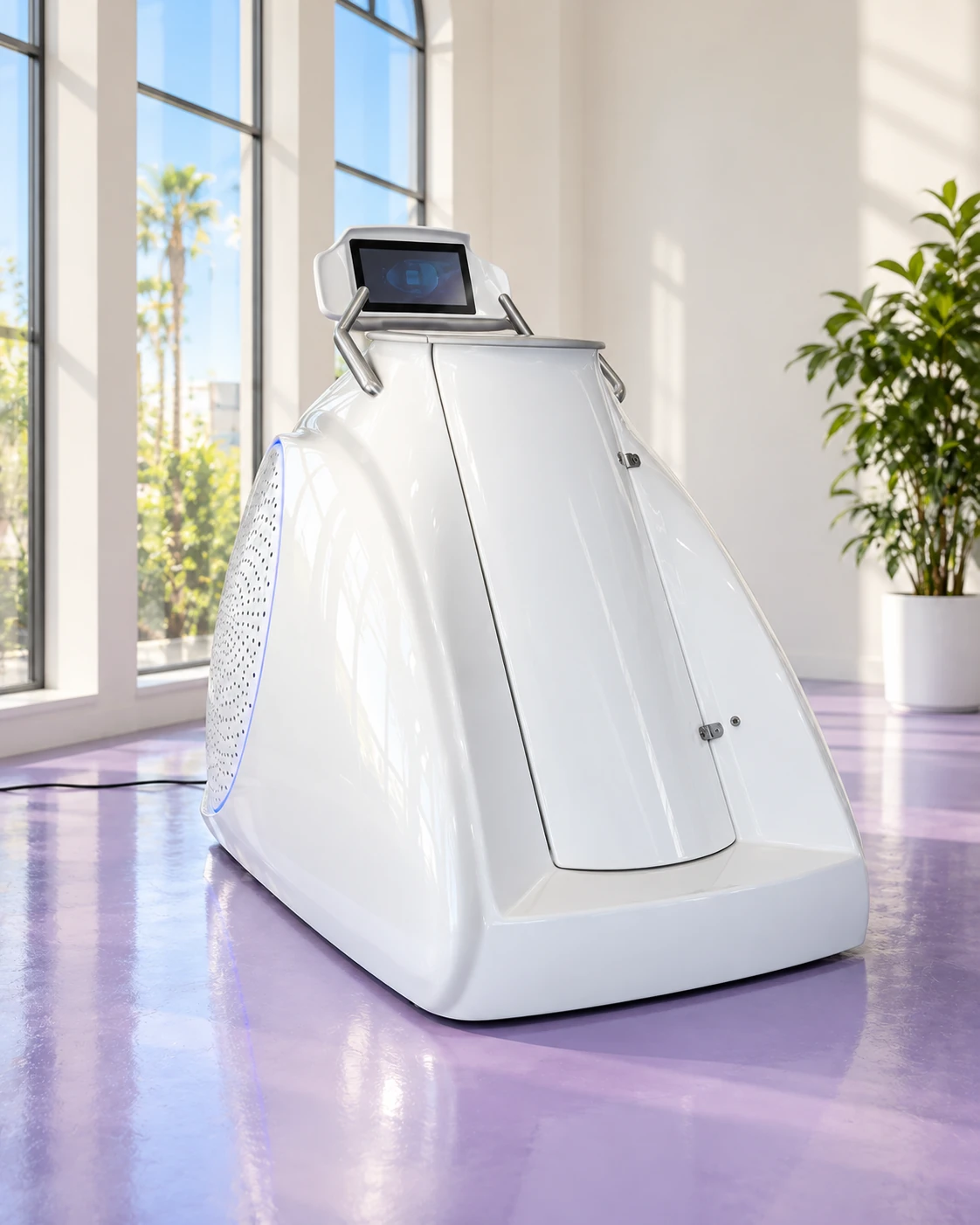 Infrared treadmill in a light studio — AI illustration