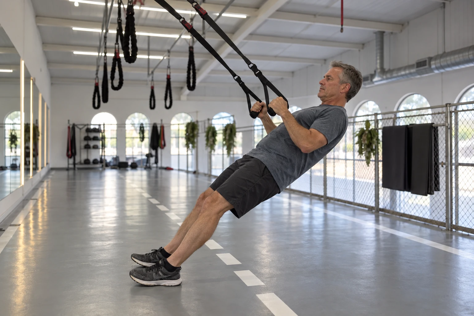 Man exercising with suspension straps — AI illustration